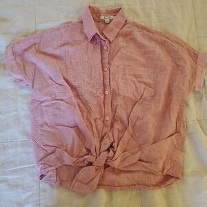 100% Cotton Front Tie Button Down Shirt. Womens XS MADEWELL